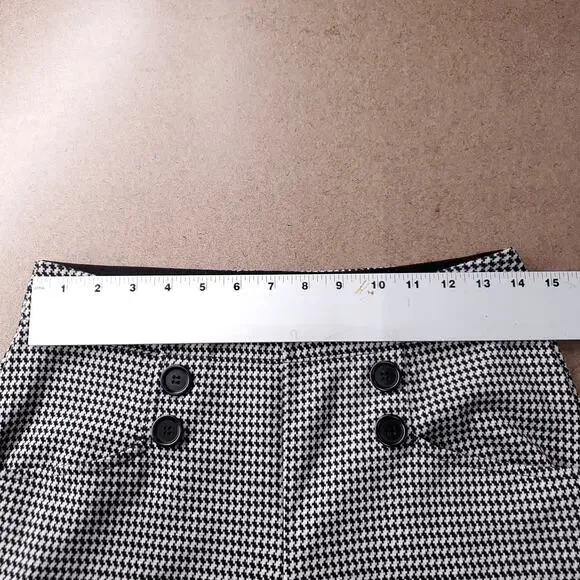 Max Studio Wide Leg Sailor Pants Houndstooth Slipon Stretch Women 28 Black White - Picture 5 of 13